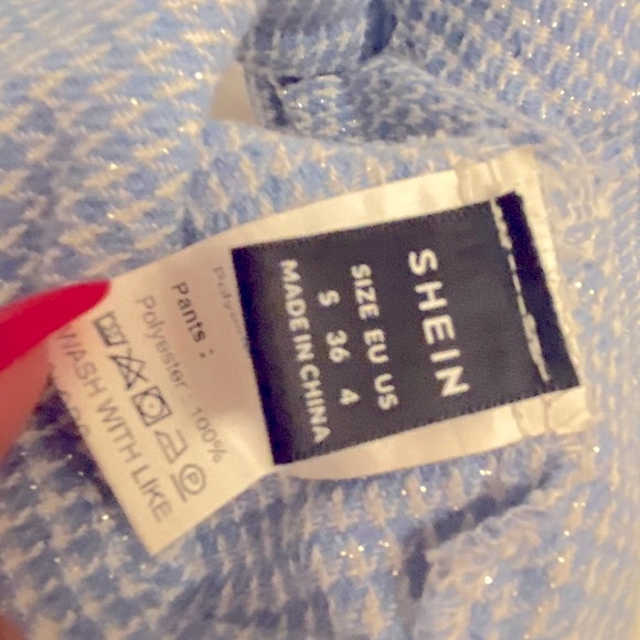 SHEIN Tweed Crop Top in Blue/Pink - Picture 8 of 10